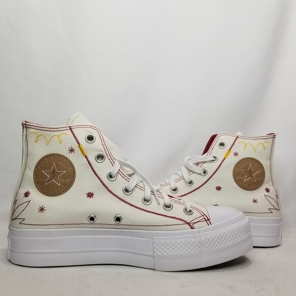 Converse Women's CTAS Lift Platform Western Stitch Size 8.5 Cream A13395C NWT - Picture 3 of 10